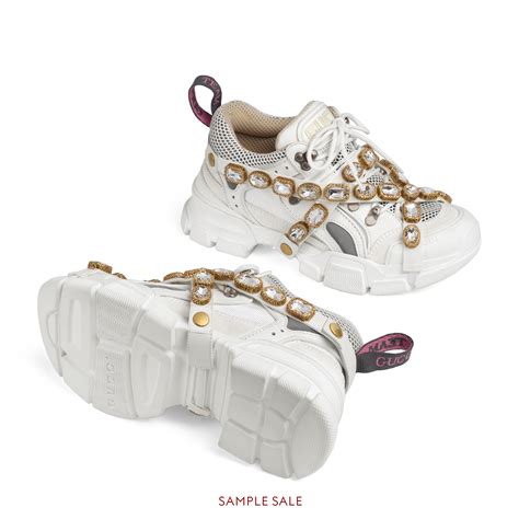 gucci mens crystal sneakers|Gucci flashtrek with crystals white.